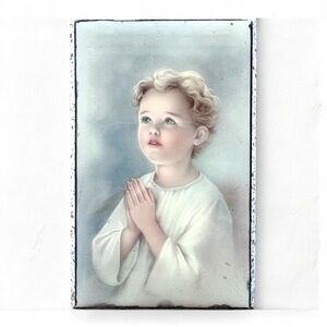 Praying Child / Young Boy Religious Catholic Wall Art Small Plaque